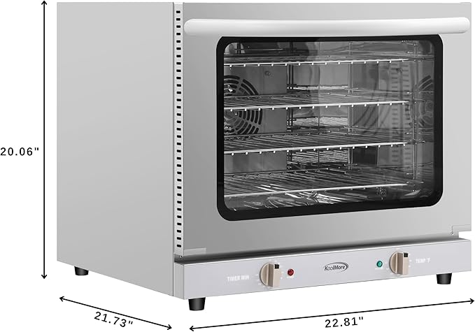 KoolMore 23 in. Countertop Convection Oven for Half-Size Pans with 4 Racks and 2800W of Power in Stainless-Steel - 208/240V 2.3 cu. ft. ETL Listed (KM-CTCO220-23)
