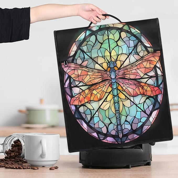 cfpolar Kitchen Aid Mixer Cover Compatible with 6-8 Quarts Animal Dragonfly Glass Painting Stand Mixer Cover Kitchen Aid Mixers Accessories Appliance Organizer Bag Dust Covers with Zipper Pocket