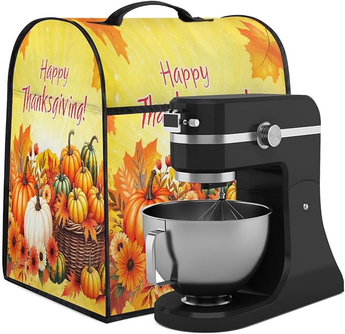 cfpolar Kitchen Aid Mixer Cover Compatible with 6-8 Quarts Thanksgiving Pumpkin Sunflower Stand Mixer Cover Kitchen Aid Mixers Accessories Appliance Organizer Bag Dust Covers with Zipper Pocket