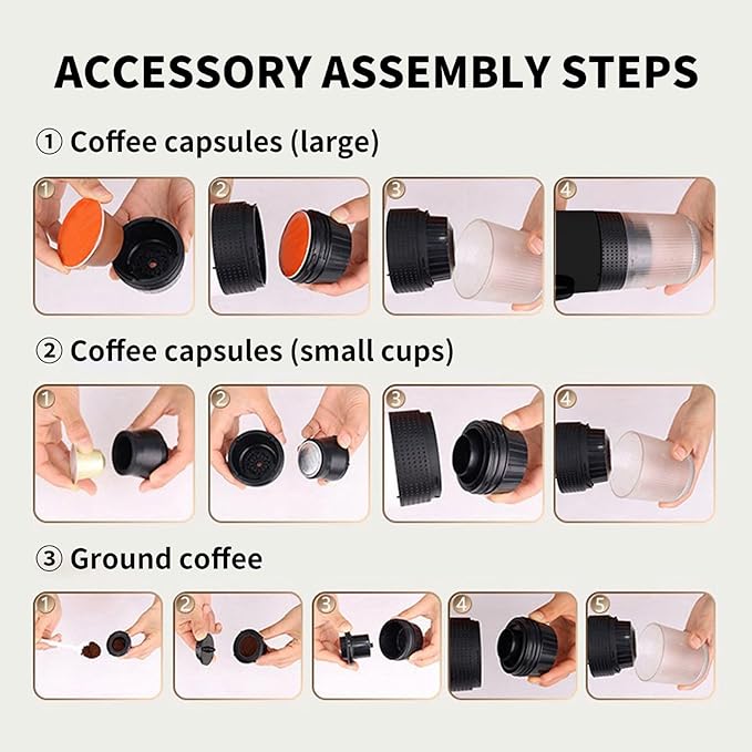 Portable Coffee Maker Espresso Travel Machine – Self-Heating Electric Espresso Maker Compatible with Ground Coffee Ideal for Travel Camping Office