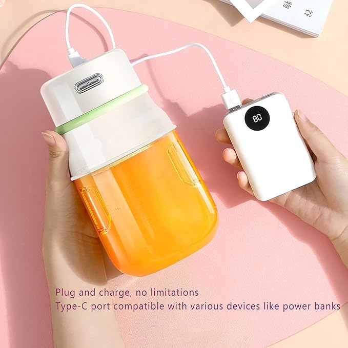 Personal Juicer Cup Portable Blender with 10 Pcs 304 Stainless Steel Blades 800 Ml Large Capacity and 19200r/Min Speed USB Rechargeable and Easy to Clean for Juice Shakes Smoothies
