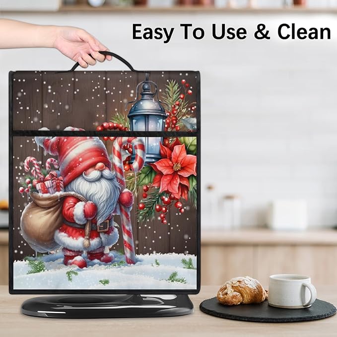 cfpolar Kitchen Aid Mixer Cover Compatible with 6-8 Quarts Christmas Holly Santa Claus Stand Mixer Cover Kitchen Aid Mixers Accessories Appliance Organizer Bag Dust Covers with Zipper Pocket