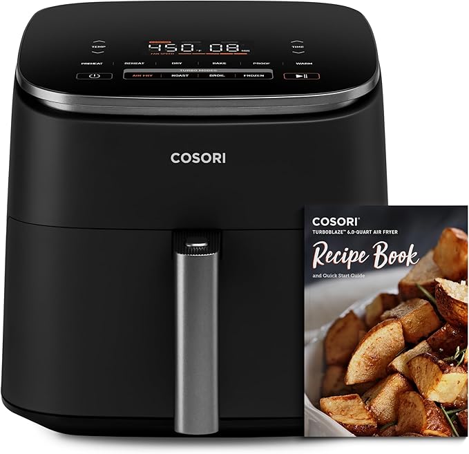 COSORI Rice Cooker Maker 18 Functions Multi Cooker Stainless Steel Steamer Warmer &amp Air Fryer TurboBlaze 6.0-Quart Compact Airfryer that Roast Bake Proof 9 Functions