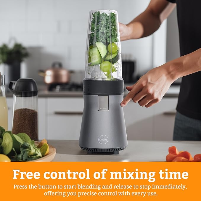 iCucina Blenders for Smoothies and Shakes 4 * 28 oz To-Go Portable Cups with Lids Easy to Clean