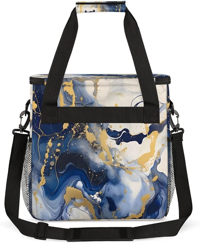 Navy Blue Marble Coffee Maker Carrying Bag for Keurig K-Mini or K-Mini Plus Storage Portable Coffee Maker Travel Bag