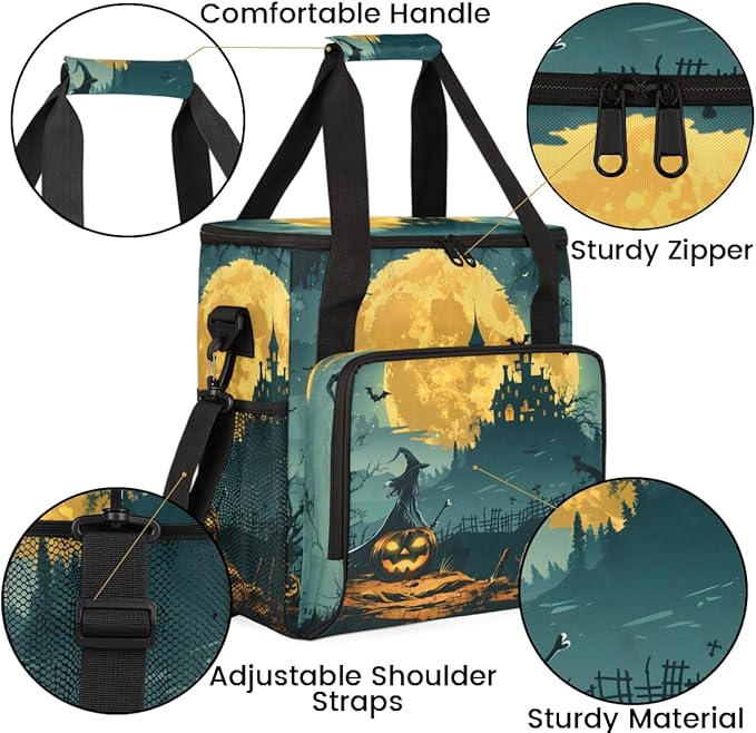 Retro Pumpkin Coffee Maker Carrying Bag Glowing Pumpkin Travel Storage Bag Compatible with K-Mini or K-Mini Plus Single Serve Coffee Brewer Carrying Case with Multiple Pockets &amp Shoulder Strap