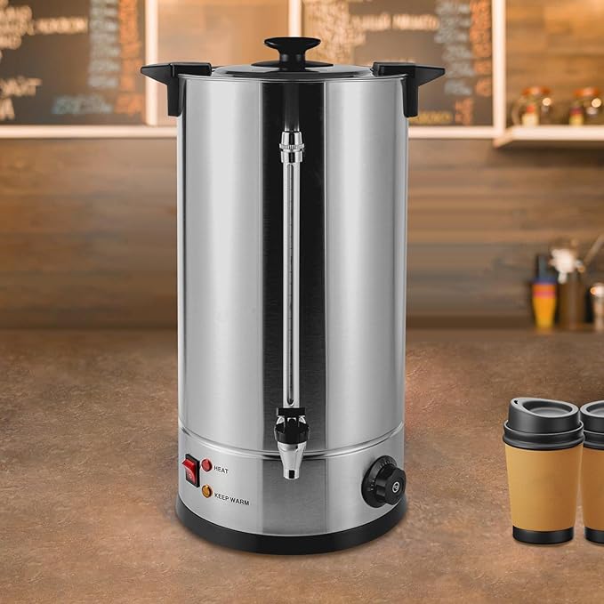 Percolator Coffee Pot Electric 25L Commercial Coffee Urn with Anti-Scalding Handle and Filter Automatic Coffee Brewing Hot Water Urn for Party Office Wedding