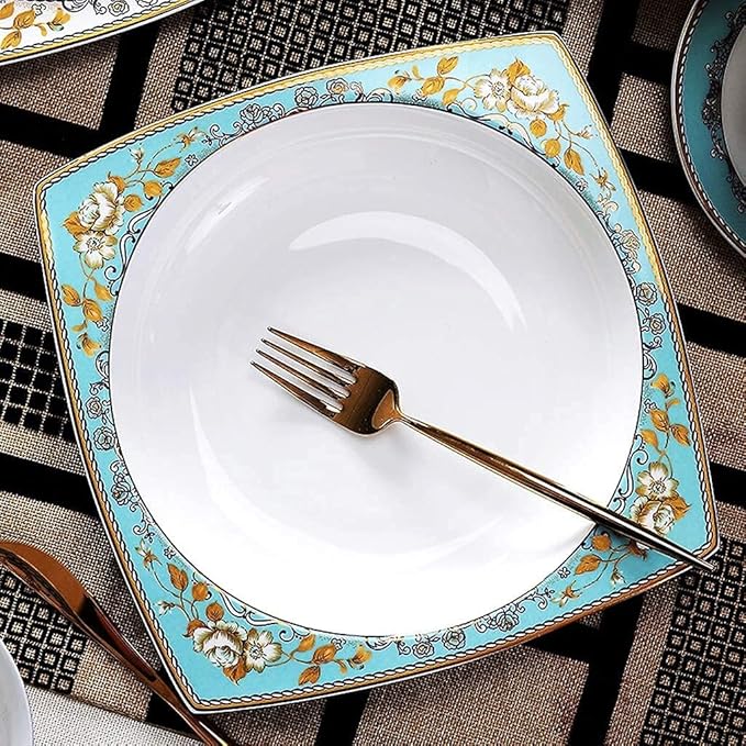 Dinnerware Sets - Luxury Dishes Service Set Ceramics Dinnerware Set with 50-Piece Bowl/Stockpot/Dish/Spoon|Bone China Dinner Sets Porcelain Combination SetOne Color-30piecesOne Color-30pieces