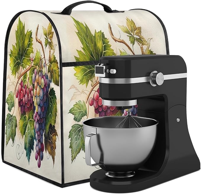 cfpolar Kitchen Aid Mixer Cover Compatible with 6-8 Quarts Painting Fruit Grape Stand Mixer Cover Kitchen Aid Mixers Accessories Appliance Organizer Bag Dust Covers with Zipper Pocket