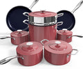 Nuwave Lux 13pc Forged Lightweight Cookware Set PFAS Free Healthy G10 Duralon Ceramic Coating Ultra Non-Stick Stay-Cool Handles Works on All Cooktops &amp Induction Ready