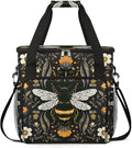 Bee Insect Flower Leaf Coffee Maker Carring Bag Travel Carrying Storage Tote Bag Compatible with Keurig K-Mini or K-Mini Plus Portable Single Serve Coffee Brewer Case with Pockets for K-cup Pods