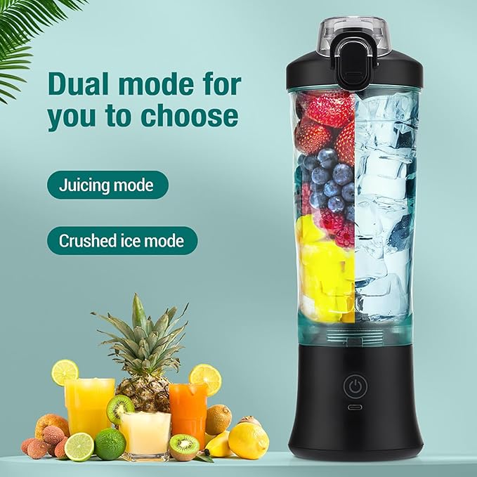 Personal Juicer Cup Portable Mini Smoothie Blender with 600ml Large Capacity and 6-Blade 2 Modes Adjustable and Rechargeable Precise Structure for Barbecues Travel