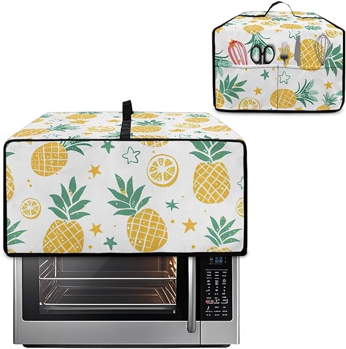 Doojoayie Pineapple Appliance Covers 8 Slice Toaster Cover Universal Fit Kitchen Appliance Dust Protector Compatible with Toaster Oven/Bread Machine/Air Fryer