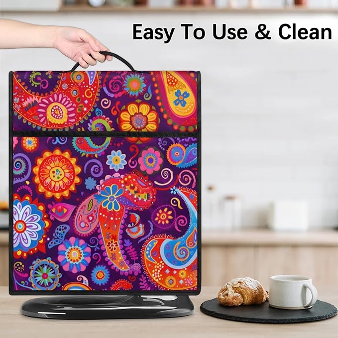 cfpolar Kitchen Aid Mixer Cover Compatible with 6-8 Quarts Mandala Paisley Flower Stand Mixer Cover Kitchen Aid Mixers Accessories Appliance Organizer Bag Dust Covers with Zipper Pocket
