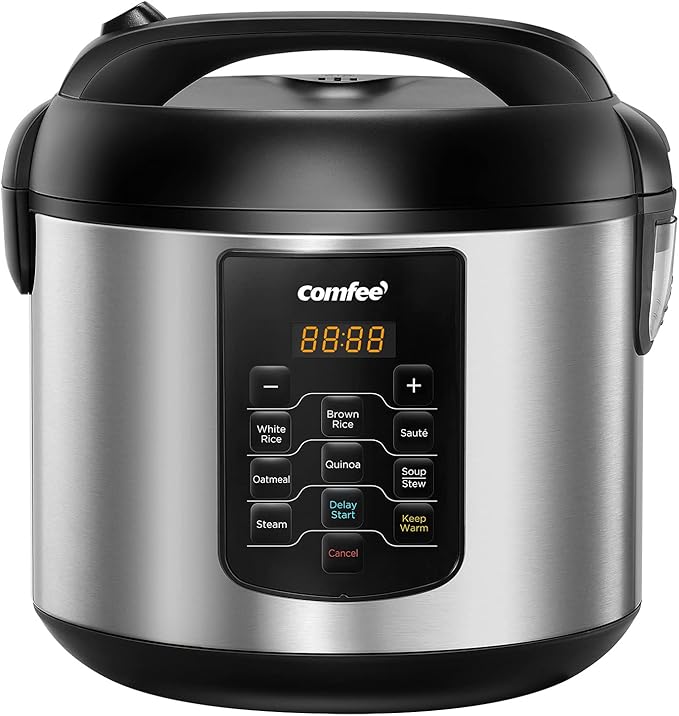 COMFEE' Rice Cooker 10 cup Uncooked/20 cup Cooked Rice Maker Steamer Saute Steamer and Warmer 5.2 QT Large Capacity Brown Rice Quinoa and Oatmeal 8 One-Touch Programs