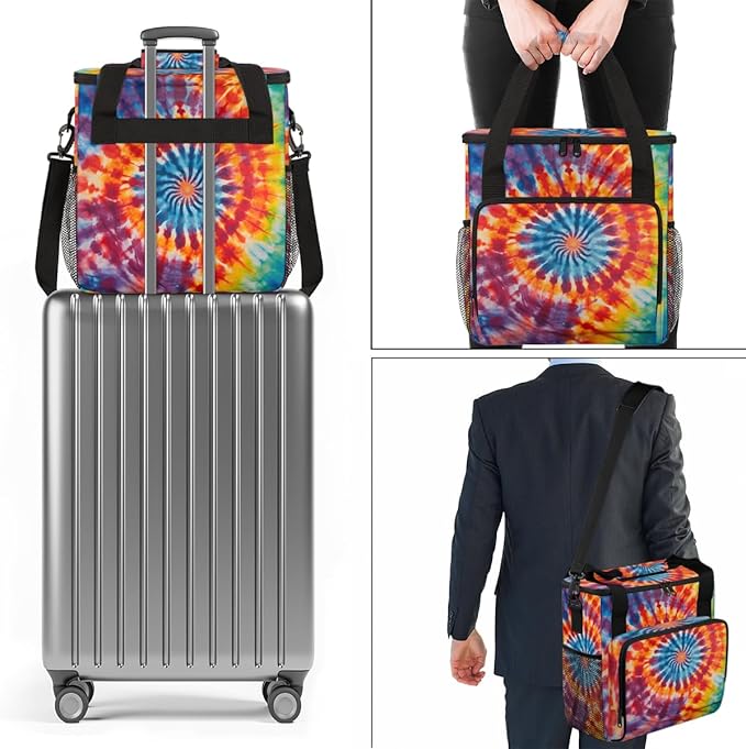 Tie Dyeing Coffee Maker Carrying Bag Blue Orange Travel Storage Bag Compatible with K-Mini or K-Mini Plus Single Serve Coffee Brewer Carrying Case with Multiple Pockets &amp Shoulder Strap