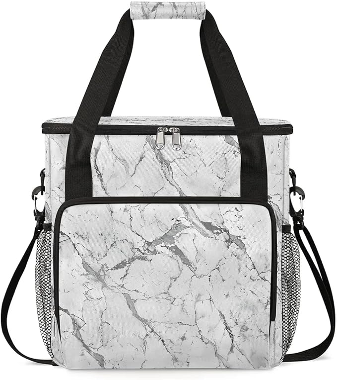 White Marble Coffee Maker Carrying Bag for Keurig K-Mini or K-Mini Plus Storage Portable Coffee Maker Travel Bag