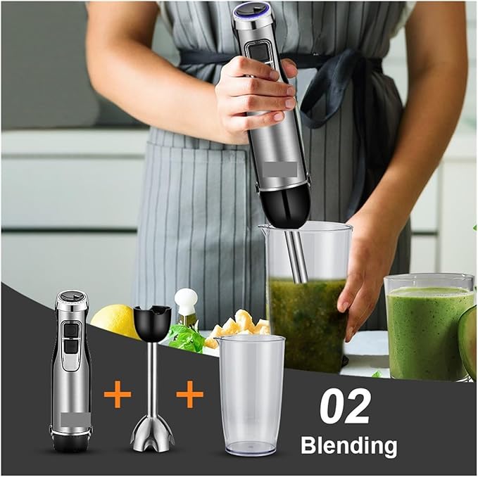Fit for 4 in 1 High Power 1200W Immersion Hand Stick Blender Mixer with Chopper and Smoothie Cup - Stainless Steel Ice Blades for Effortless Blending