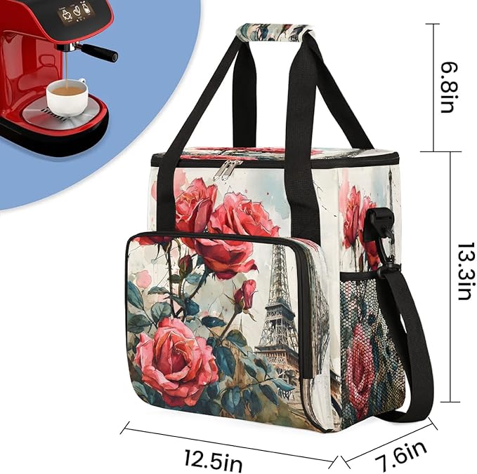 Tower Rose Coffee Maker Carrying Bag Compatible with K-Mini or K-Mini Plus Portable Single Cup Coffee Maker Case with Pockets for K Cup Pods