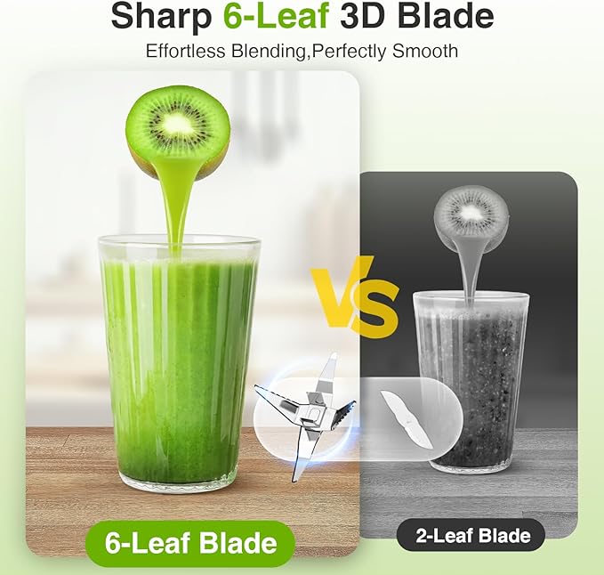 KOIOS Blender for SmoothiesPersonal Blender for Shakes and Smoothies with 3 * 22oz To-Go Cups22000 RPM Smoothie MakerDetachable 6-leaf Blade Portable Blenders for kitchenBlack