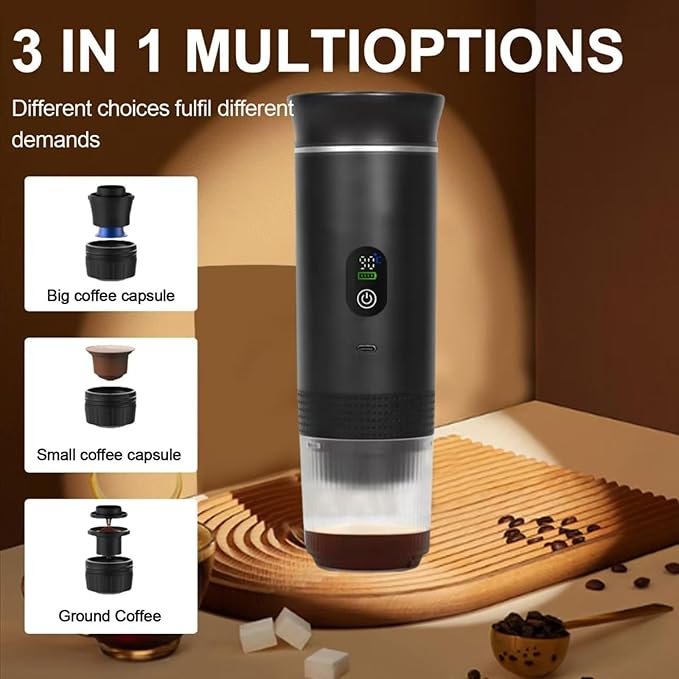 Portable Coffee Maker 3-in-1 Espresso Machine for Travel 20 bar Mini Coffee Maker Compatible with Ground Coffee &amp Capsule for Car RV Hiking Camping Office Travel Espresso Maker