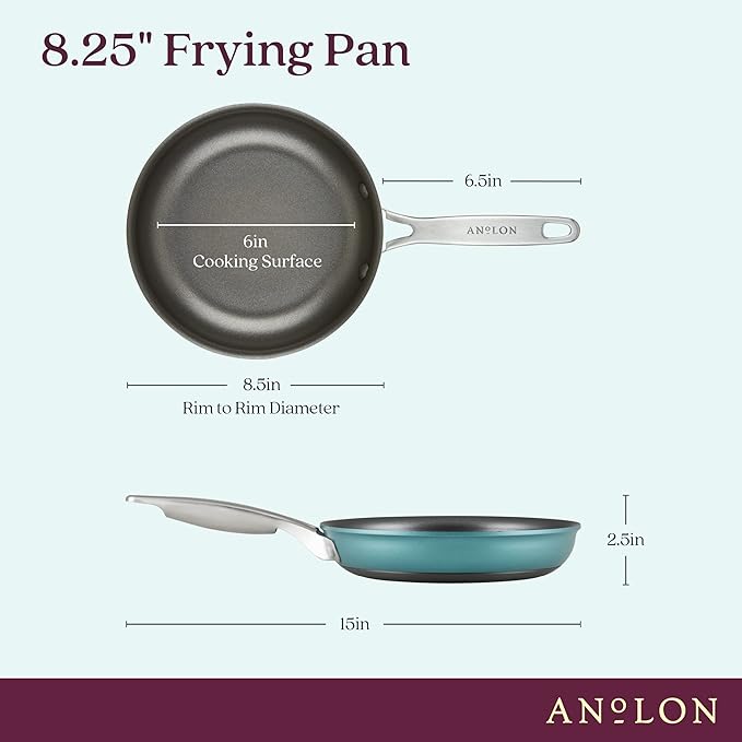 Anolon Achieve Hard Anodized Nonstick Frying Pan/Skillet 8.25 Inch Teal
