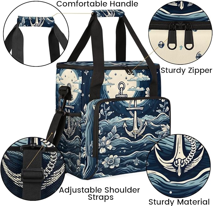 Ocean Sea Coffee Maker Carrying Bag Flowers Portable Travel Storage Tote Bag Compatible with K-Mini or K-Mini Plus Single Serve Coffee Brewer Carrying Case with Multiple Pockets &amp Shoulder Strap