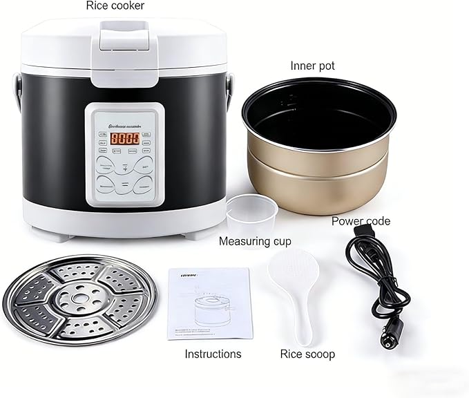 12V/24V Rice Cooker 3L Multifunctional Portable Rice Stove for Car/Truck with Steam Tray Heating and Keep Warm Function Dark Blue(30AC)