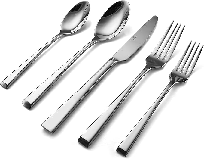 Mikasa 5080993 Rockford 45-Piece 18/10 Stainless Steel Flatware Set with Serving Utensil Set Service for 8