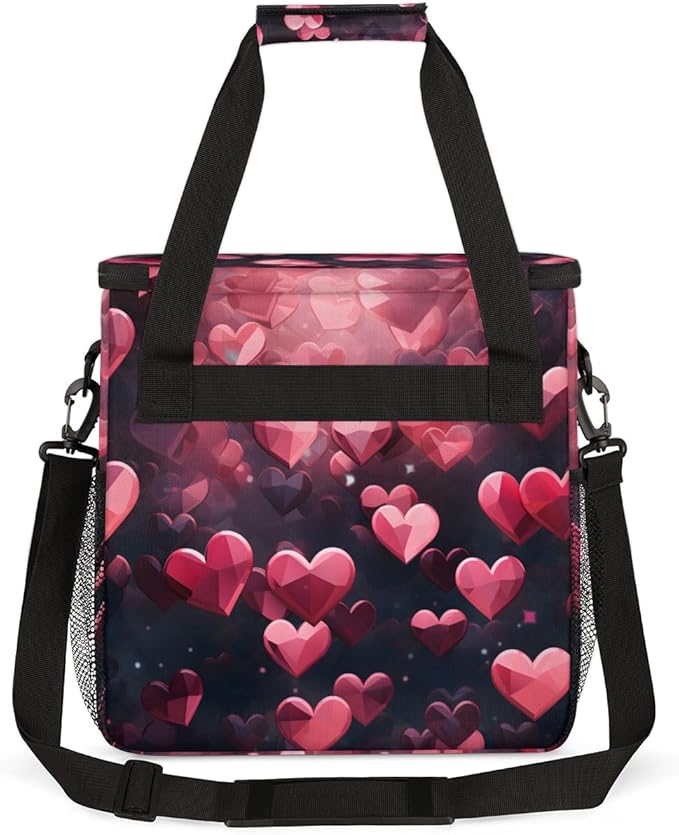 Diamond Heart Coffee Maker Carrying Bag Red Diamond Travel Storage Bag Compatible with K-Mini or K-Mini Plus Single Serve Coffee Brewer Carrying Case with Multiple Pockets &amp Shoulder Strap