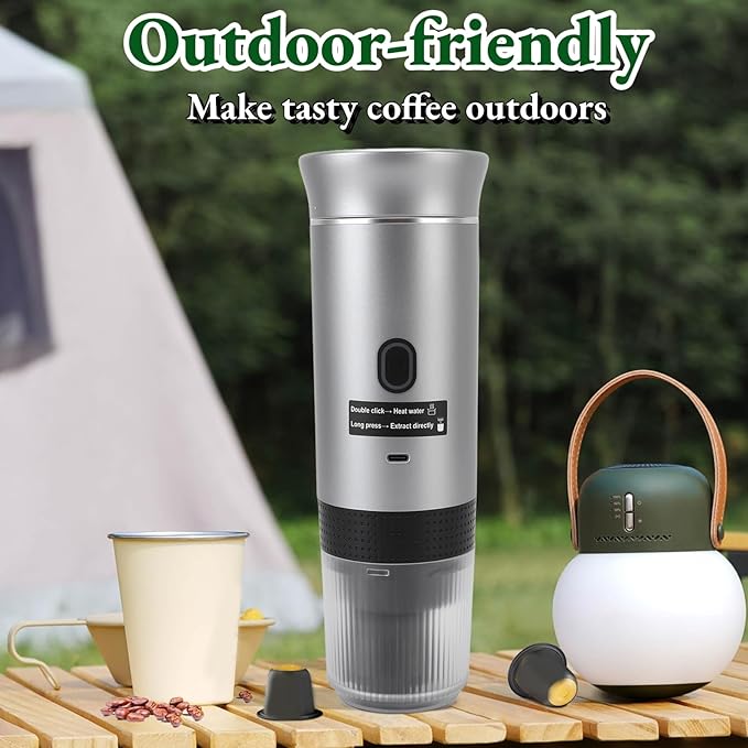 Portable Electric Coffee Maker 72W Automatic Heating Travel Coffee Machine 120ml Capacity Electric Coffee Machine for Camping Hiking Office Home
