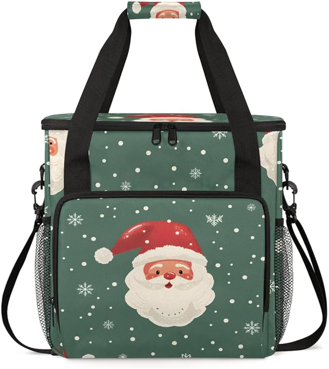 Cartoon Santa Claus Coffee Maker Carrying Bag Portable Travel Storage Tote Bag Compatible with K-Mini or K-Mini Plus Single Serve Coffee Brewer Carrying Case with Multiple Pockets &amp Shoulder Str