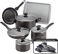 Farberware Dishwasher Safe Nonstick Cookware Pots and Pans Set 15 Piece Black21806