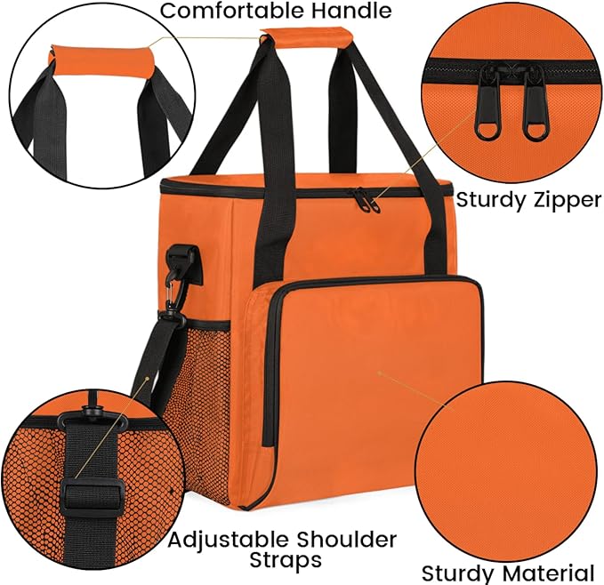 Orange Coffee Maker Carrying Bag Waterproof Insulated Leakproof Cooler Bag Portable Storage Tote Bag Organizer With Shoulder Strap