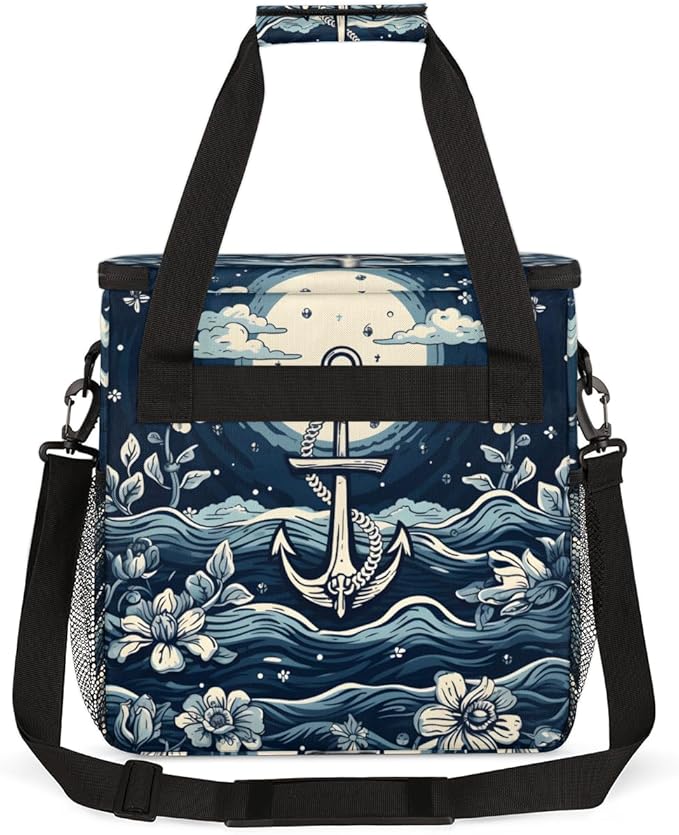 Ocean Sea Coffee Maker Carrying Bag Flowers Portable Travel Storage Tote Bag Compatible with K-Mini or K-Mini Plus Single Serve Coffee Brewer Carrying Case with Multiple Pockets &amp Shoulder Strap