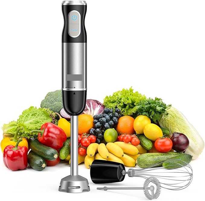 Fit for 3-in-1 Stainless Steel Immersion Hand Blender with Whisk and Milk Frother - for Food and Purees(EU Plug)
