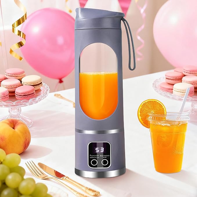 Electric Juicer Cup Display Fruit Mixing Machine 12 Inches Personal Blender with Rechargeable Battery Portable Shakes Maker with Safety Lock Kitchen Gym Travel Dormitory Apartment Organizer