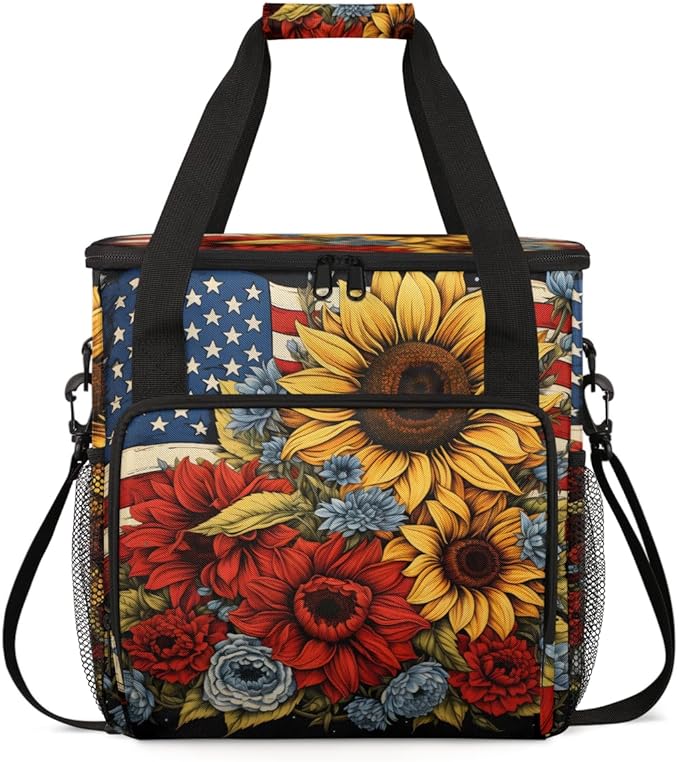 4th of July Coffee Maker Carrying Bag Portable Travel Storage Tote Bag Compatible with K-Mini or K-Mini Plus Single Serve Coffee Brewer Carrying Case with Multiple Pockets &amp Shoulder Strap