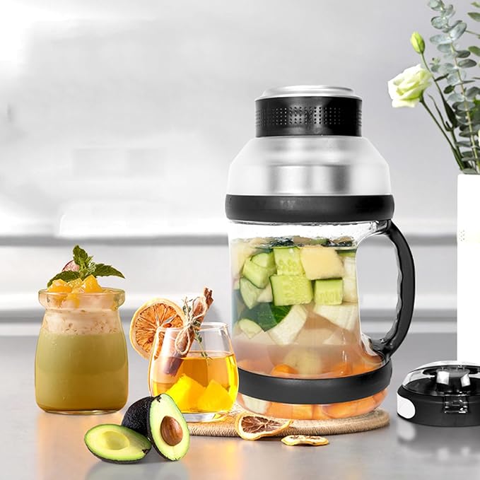 Topyond Portable 2L Sport Blender with 18000rpm Motor 4000mAh Rechargeable Battery USB ChargingDouble Cap Design for Shakes Smoothies JuicesTravel Essential (Black)