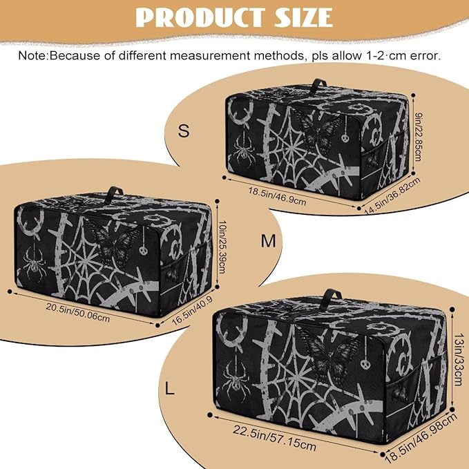 Doojoayie Toaster Cover 4 Slice Kitchen Appliance Covers 18.5x14.5x 9 Small Appliance Dust Protector with Top Handle Easy to Storange Spider Web Print