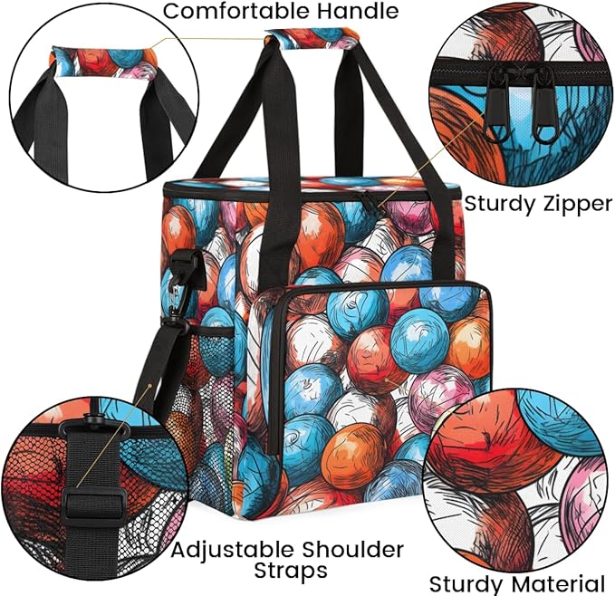 Abstract Ball Coffee Maker Carrying Bag Graffiti Sport Travel Storage Bag Compatible with K-Mini or K-Mini Plus Single Serve Coffee Brewer Carrying Case with Multiple Pockets &amp Shoulder Strap