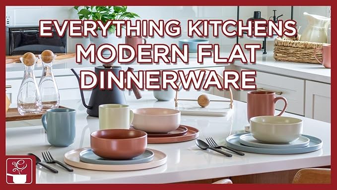 Everything Kitchens Modern Flat 12-Piece Dinnerware Set | Soft Pink