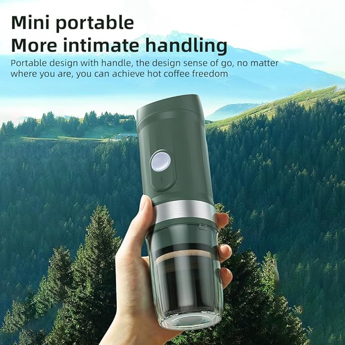 Portable Electric Espresso Coffee Machine Wireless Hot &amp Cold Brew 250ml Mini Single Serve Coffee Machine with 3 in 1 Coffee Powder DG Capsule 20 Pump Pressure (White)