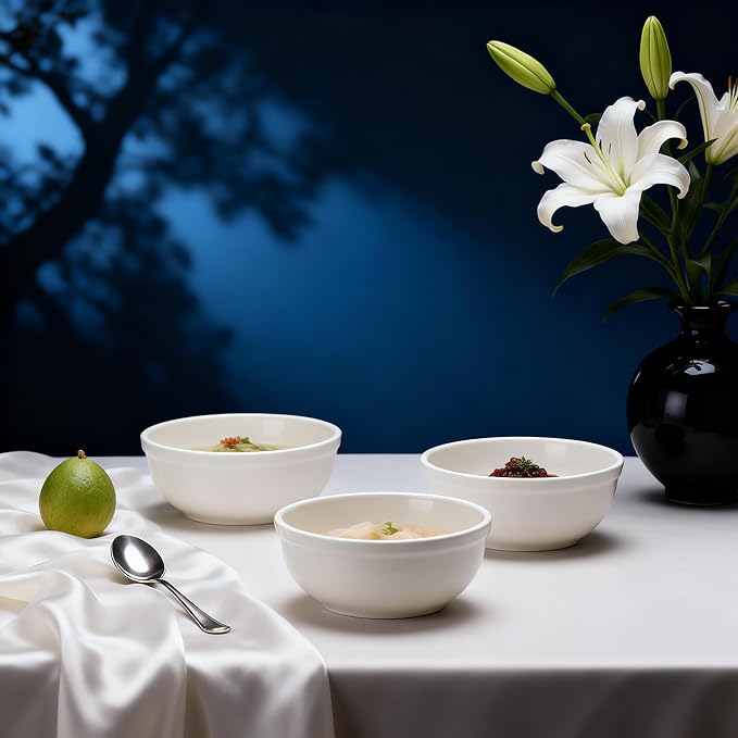 Stoneware Wide Rim Commercial Grade Dinnerware America White Nappy Bowl 12.5oz Case of 36