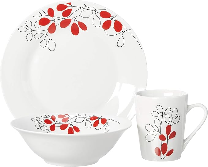 Gibson Scarlet Leaves 12 pc Dinnerware Set