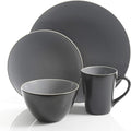 Gibson Elite Soho Lounge Matte Dinnerware Set Service for 4 (16pcs) Two-Tone Grey