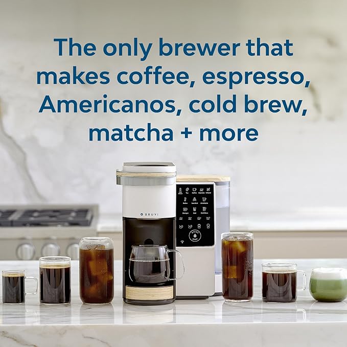 BRUVI The Dark Roast Bundle | Gen 3 Single-Serve Coffee System | Cream Color | Includes 20 Dark Roast Coffee and Espresso B-Pods