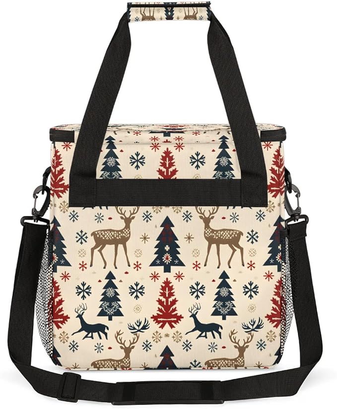 Christmas Deer Pine Coffee Maker Travel Bag for K-Mini or K-Mini Plus Single Serve Coffee Brewer Portable Storage Tote Case for Tarvel