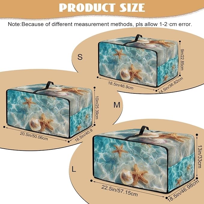 Beach Starfish Shell Printed Toaster Oven Air Fryer Cover Heavy Duty Bread Maker Machine Covers with Accessory Pockets Kitchen Small Appliance Cover S