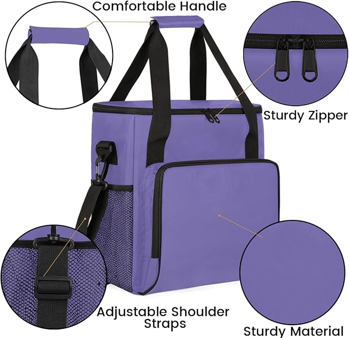 Purple Coffee Maker Carrying Bag Waterproof Insulated Leakproof Cooler Bag Portable Storage Tote Bag Organizer With Shoulder Strap